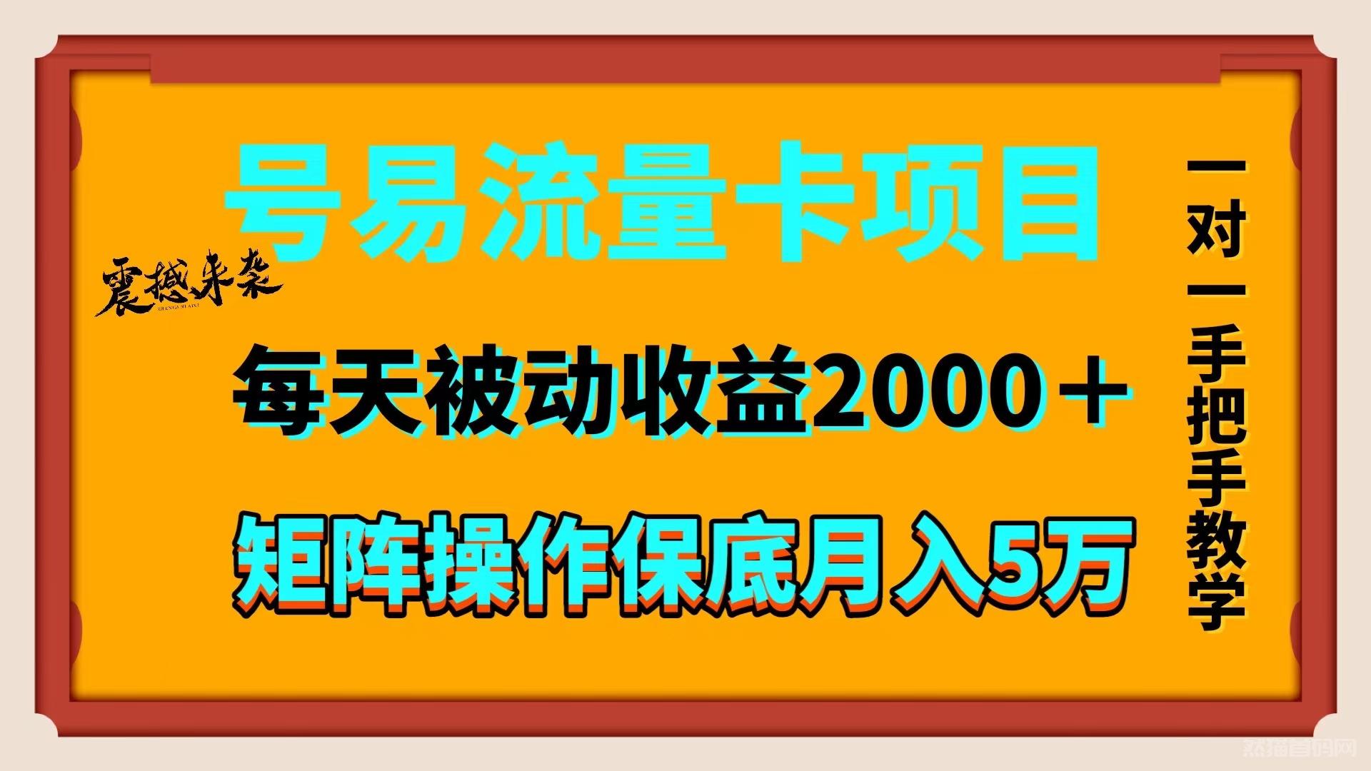 号易四大营运商流量卡暴力一天2000＋被动躺赚项目月入5万